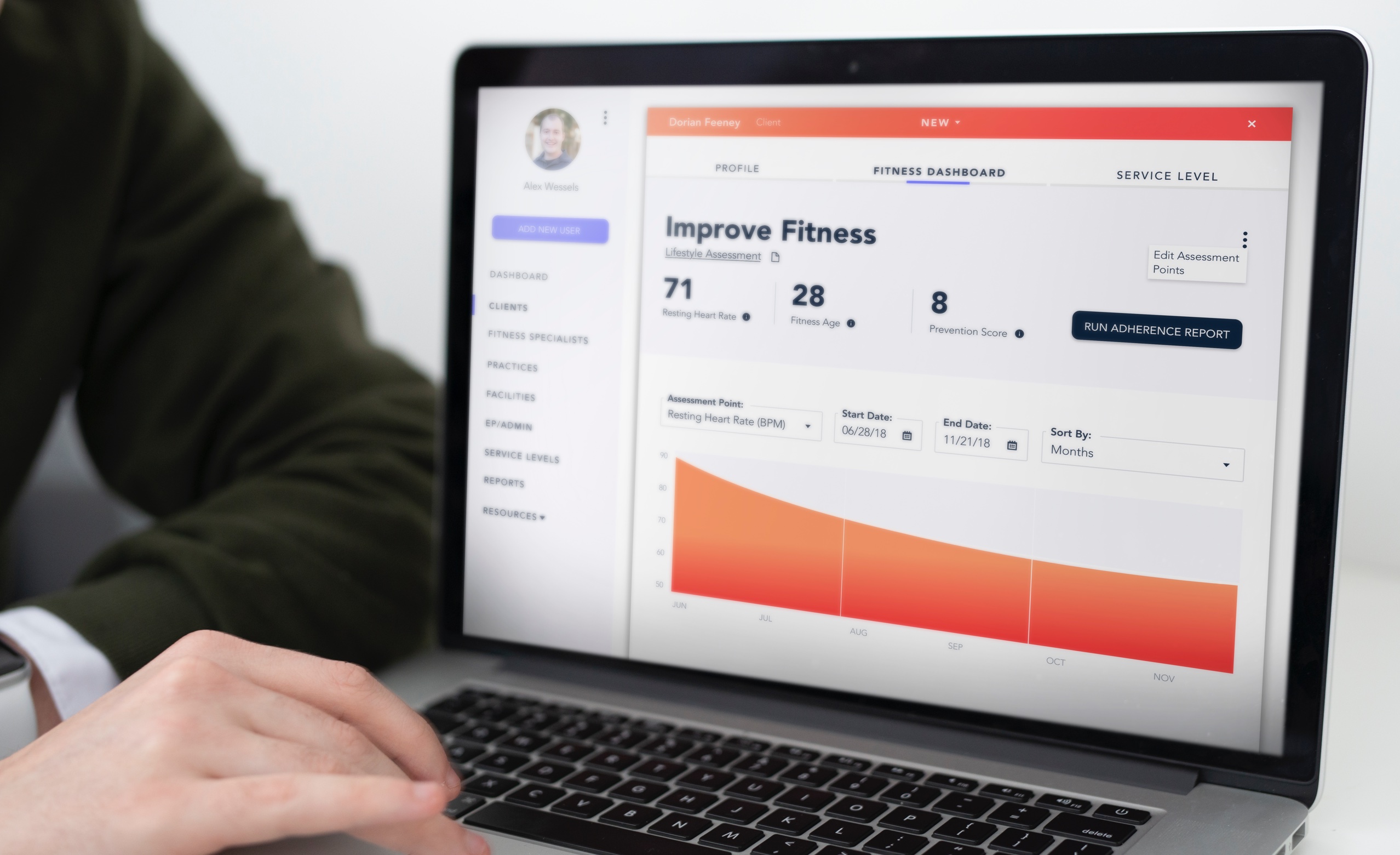 Physician looking at fitness dashboard
